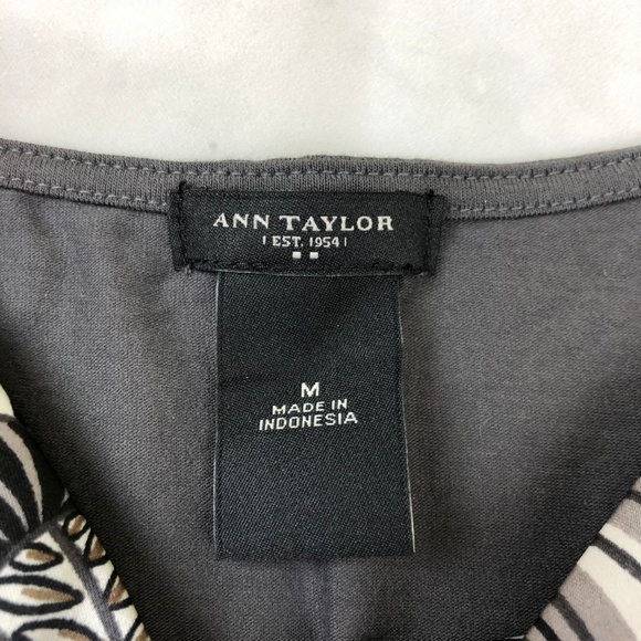 NWOT Ann Taylor Top Medium Paisley Design Grey - Picture 3 of 6